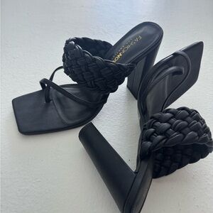 Fashion Nova Black Braided Block Heels